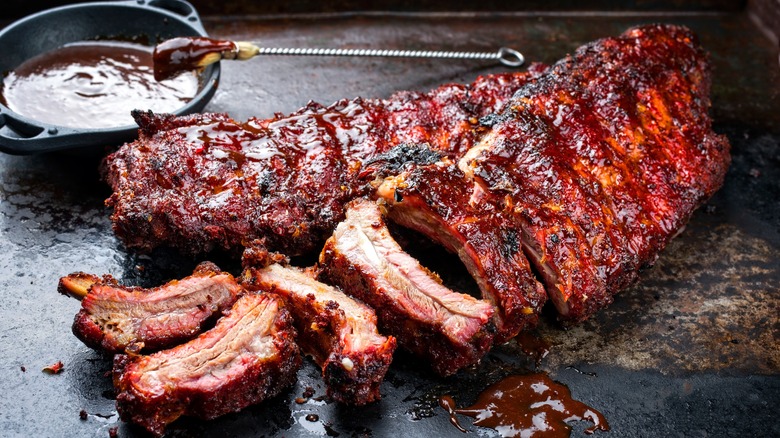 St. Louis style ribs with bbq sauce