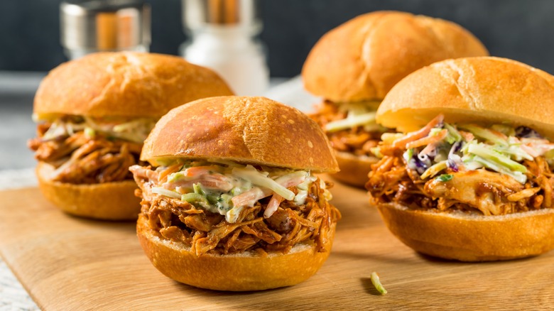 pulled chicken sandwiches with coleslaw