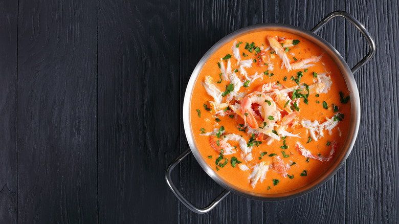 Pot of seafood bisque