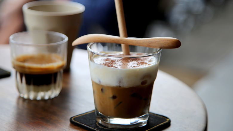 Vietnamese iced coffee in glass cup