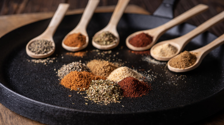 spices in spoons