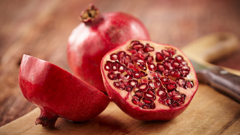 Cut open pomegranate