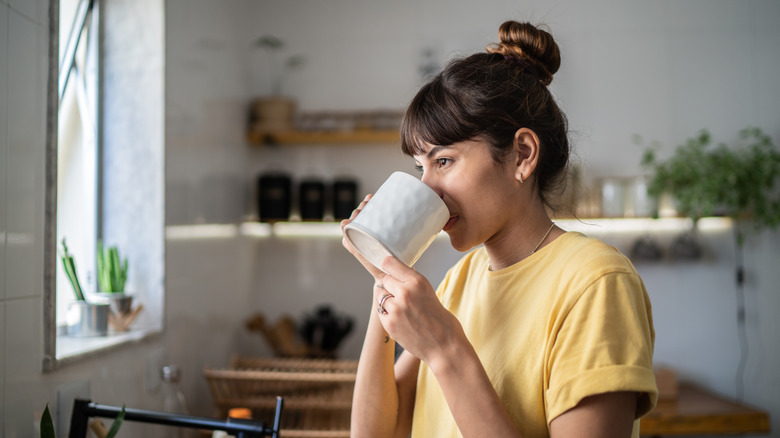 Woman drinking coffee