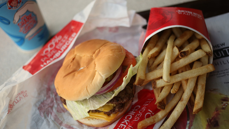 Wendy's classic double cheeseburger and fries