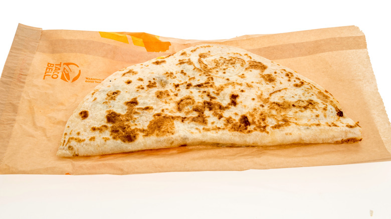 taco bell quesadilla on wrapper