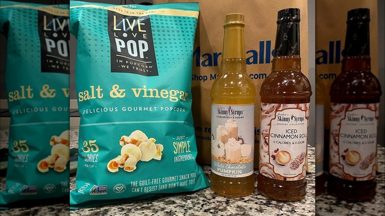 popcorn and syrups by Marshalls bag