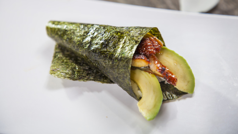 Eel avocado hand roll