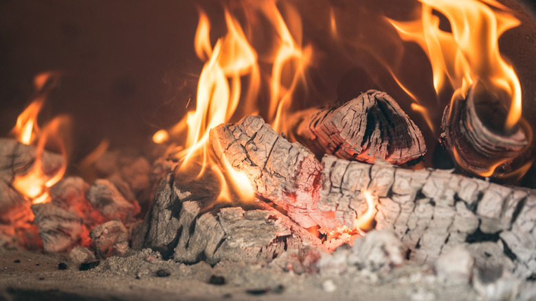 Wood burning on BBQ smoker