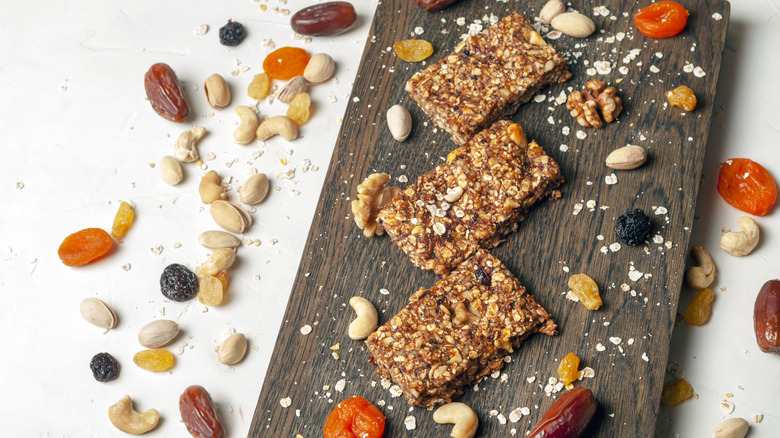 Granola bars on a pan 