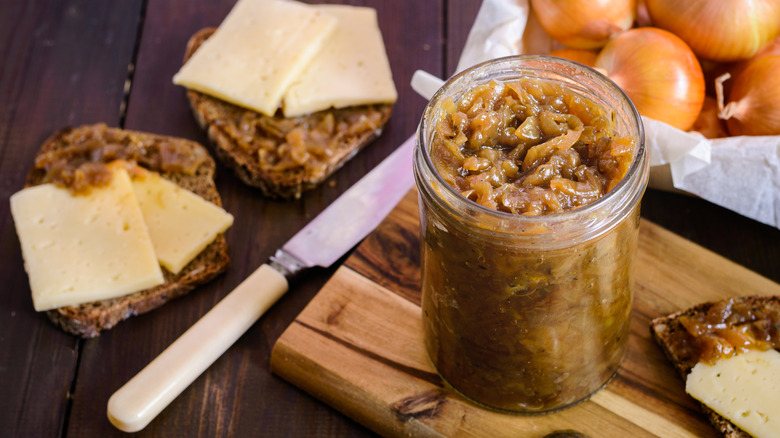 jar of homemade onion jam