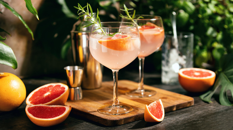 A grapefruit cocktail with rosemary