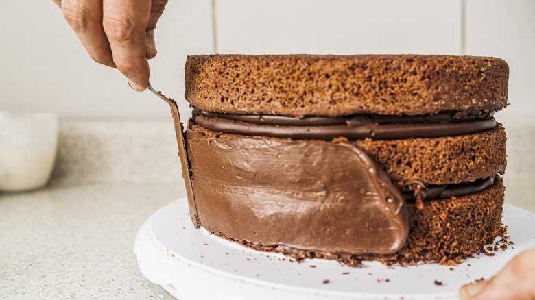 frosting a cake