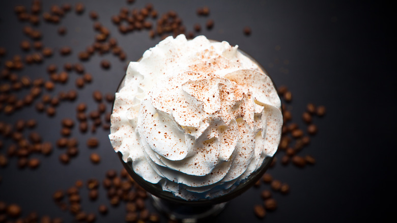 coffee with whipped topping and chocolate