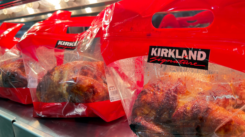 Bags of Costco rotisserie chicken