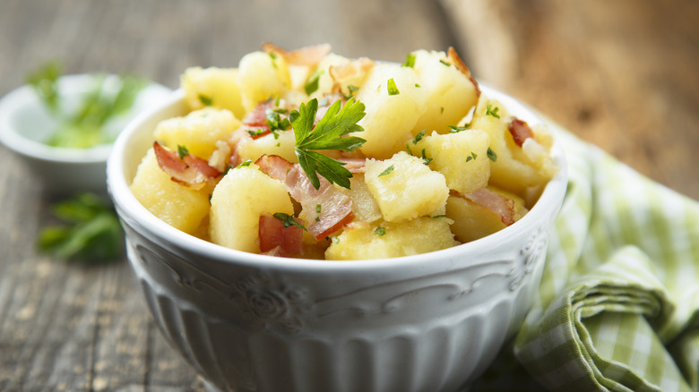 Potato salad with hot bacon dressing