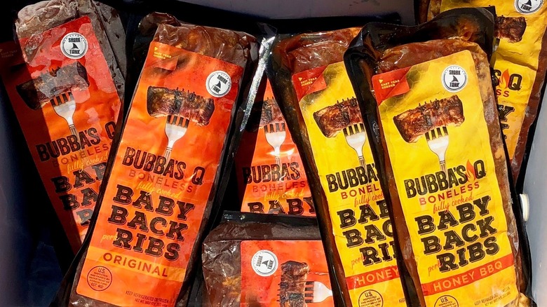 Bubba's Q ribs and sauces on display