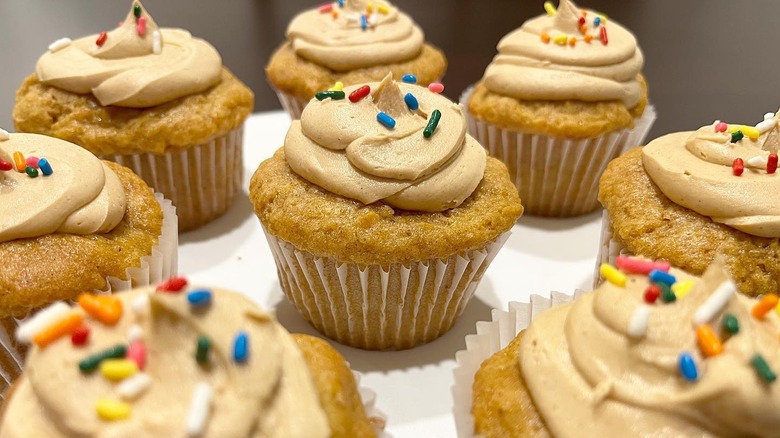 frosted cupcakes standing in circle