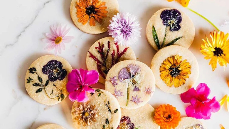 Flower Pressed Shortbread Cookies