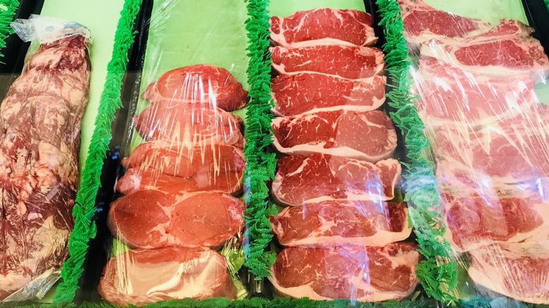 raw meat filling display case