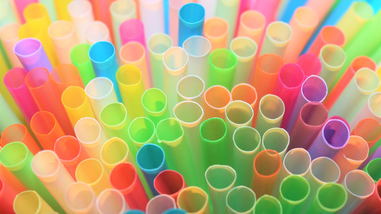 collection of colorful plastic straws