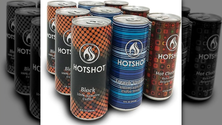 HotShot cans standing in group