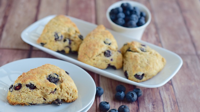 blueberry scones and fresh blueberries