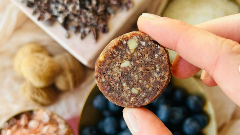 Close-up of Magic Dates cut in half