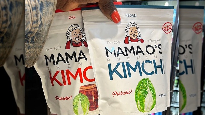 packets of mama o's premium kimchi