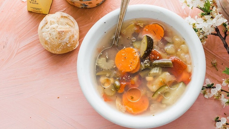 Bowl of soup with bread