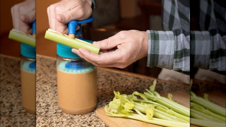 peanut butter pump used on celery