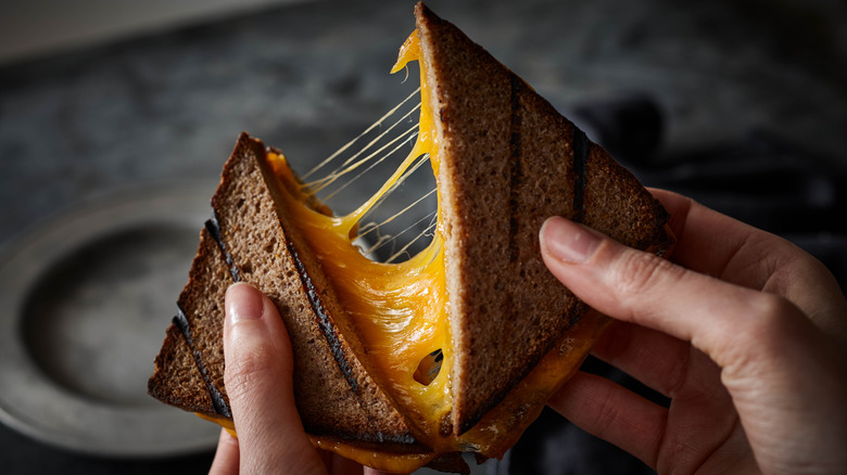 A grilled cheese made from Uprising Bread