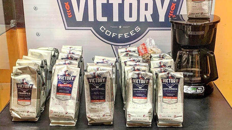 A lineup of Victory Coffees beans