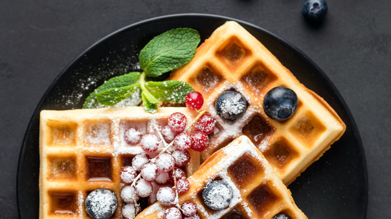 Liege Belgian waffle on plate