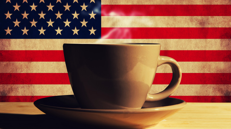 Coffee and American flag