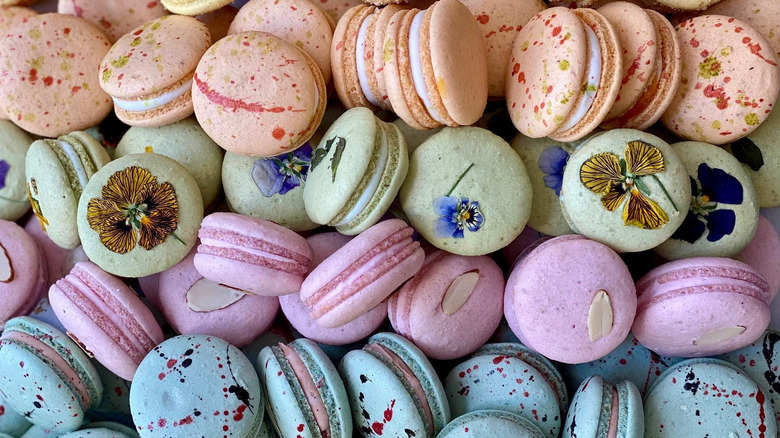 macarons decorated with flowers