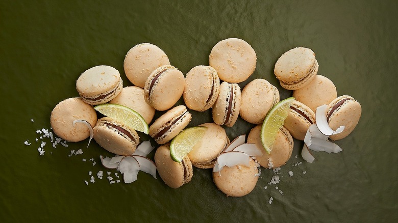 chocolate lime coconut macarons