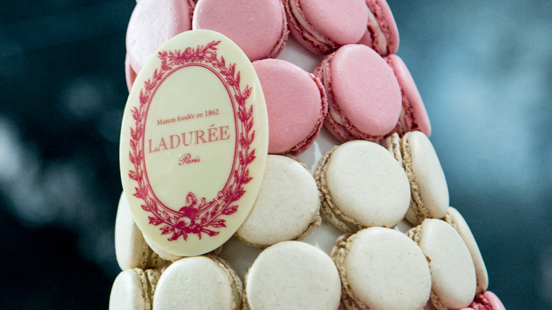 pink and white macarons