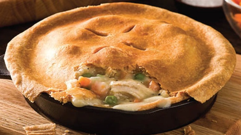 Chicken pot pie in skillet