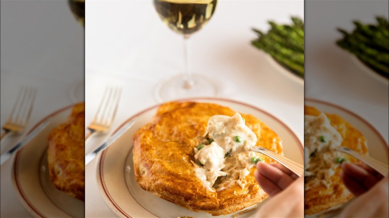 Chicken pot pie on plate