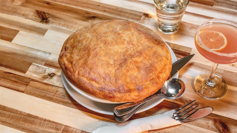 Uptown Grill chicken pot pie on lunch table