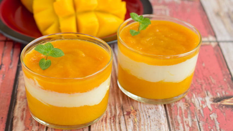 mango desserts in glasses 