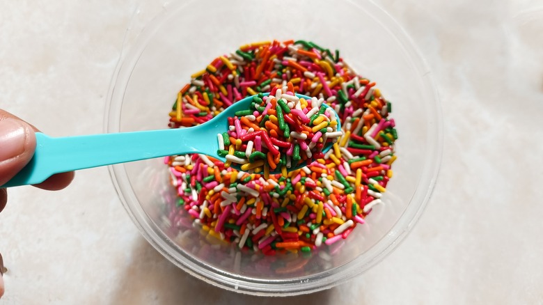 Spoonful of rainbow sprinkles