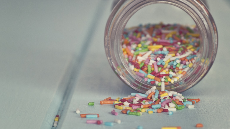 sprinkles spilling out of jar