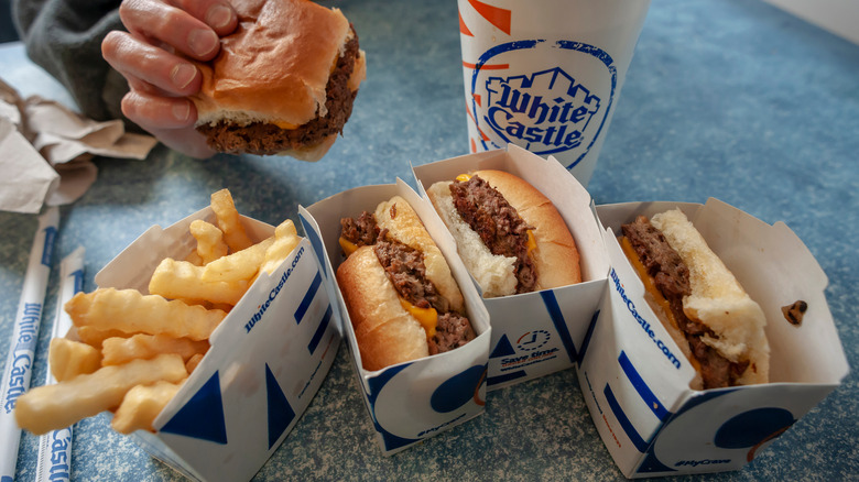 White castle sliders and fries