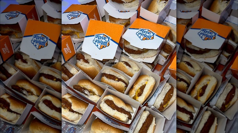 White Castle sliders in boxes