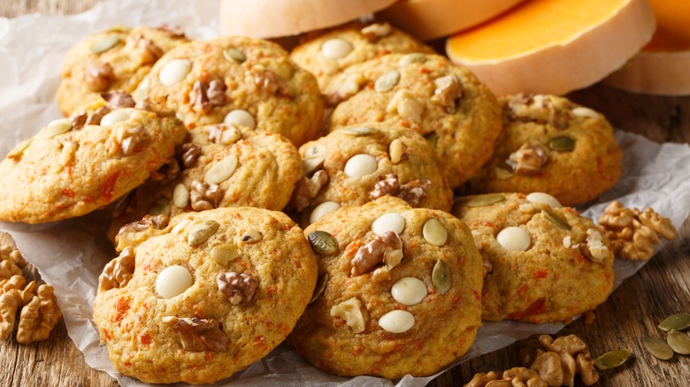 Pumpkin cookies with white chocolate chips