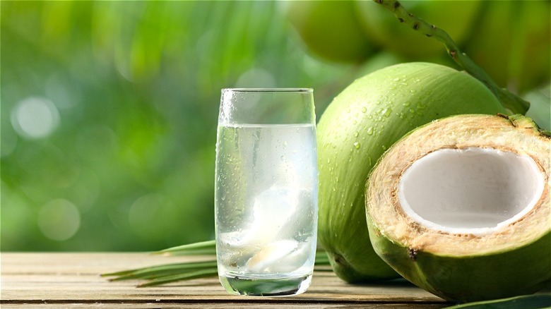 Glass of coconut water 