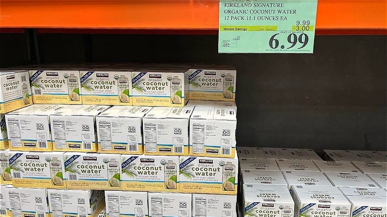 Cases of Costco Kirkland coconut water 