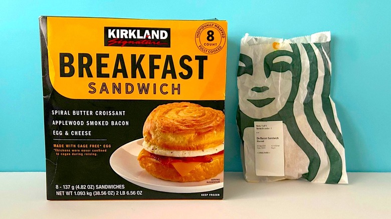 Packaged Costco and Starbucks sandwiches