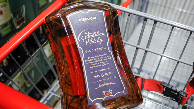 Kirkland Canadian Whisky bottle in cart